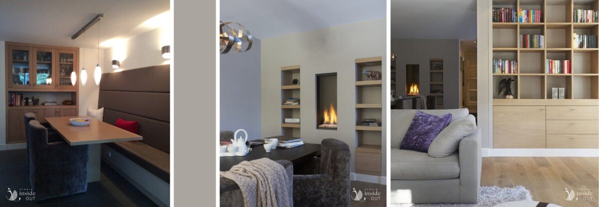 Woonkamer en eetkeuken met inbouw meubel maatwerk kasten