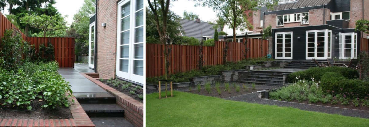 tuinontwerp bij uitbreiding 2 onder 1 kap woning.
