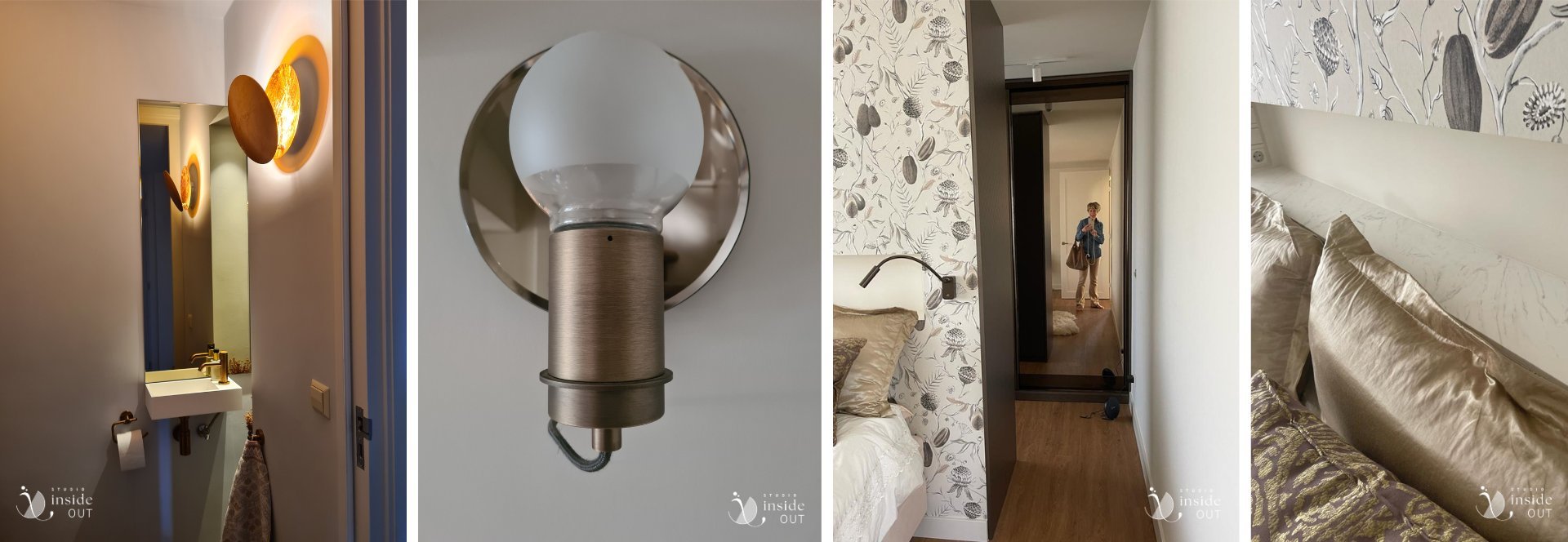 Wandverlichting inloopkast en nis achter bed voor boeken en wekker